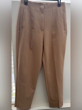 Zara Camel Straight-Leg Trousers